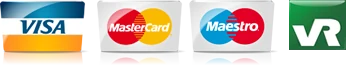 Bandeiras aceitas: Visa, Mastercard, Maestro e VR