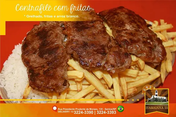 Contrafilé com Fritas – prato do Restaurante Itabaiana III em Santos