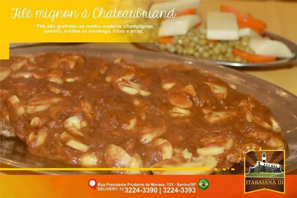 Filé Mignon à Chateaubriand – prato do Restaurante Itabaiana III em Santos