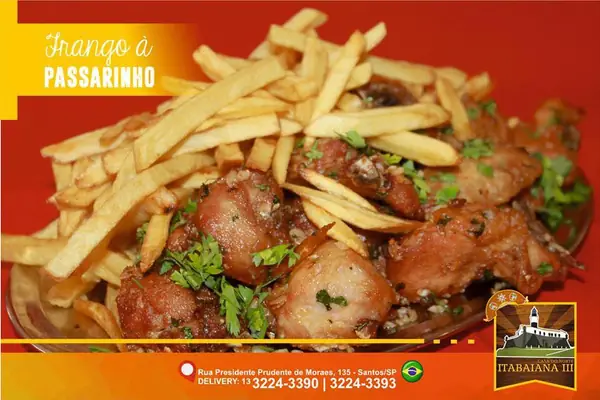 Frango à Passarinho – prato do Restaurante Itabaiana III em Santos
