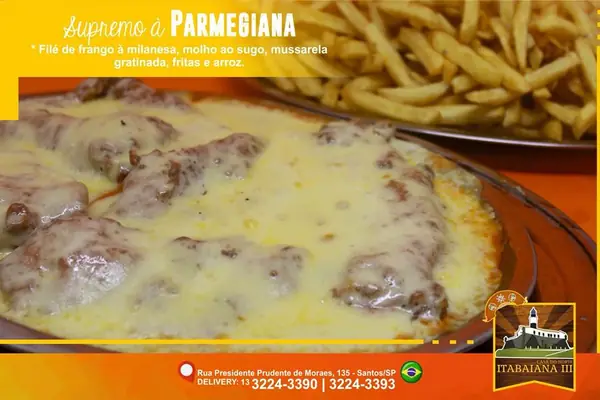 Supremo à Parmegiana – prato do Restaurante Itabaiana III em Santos